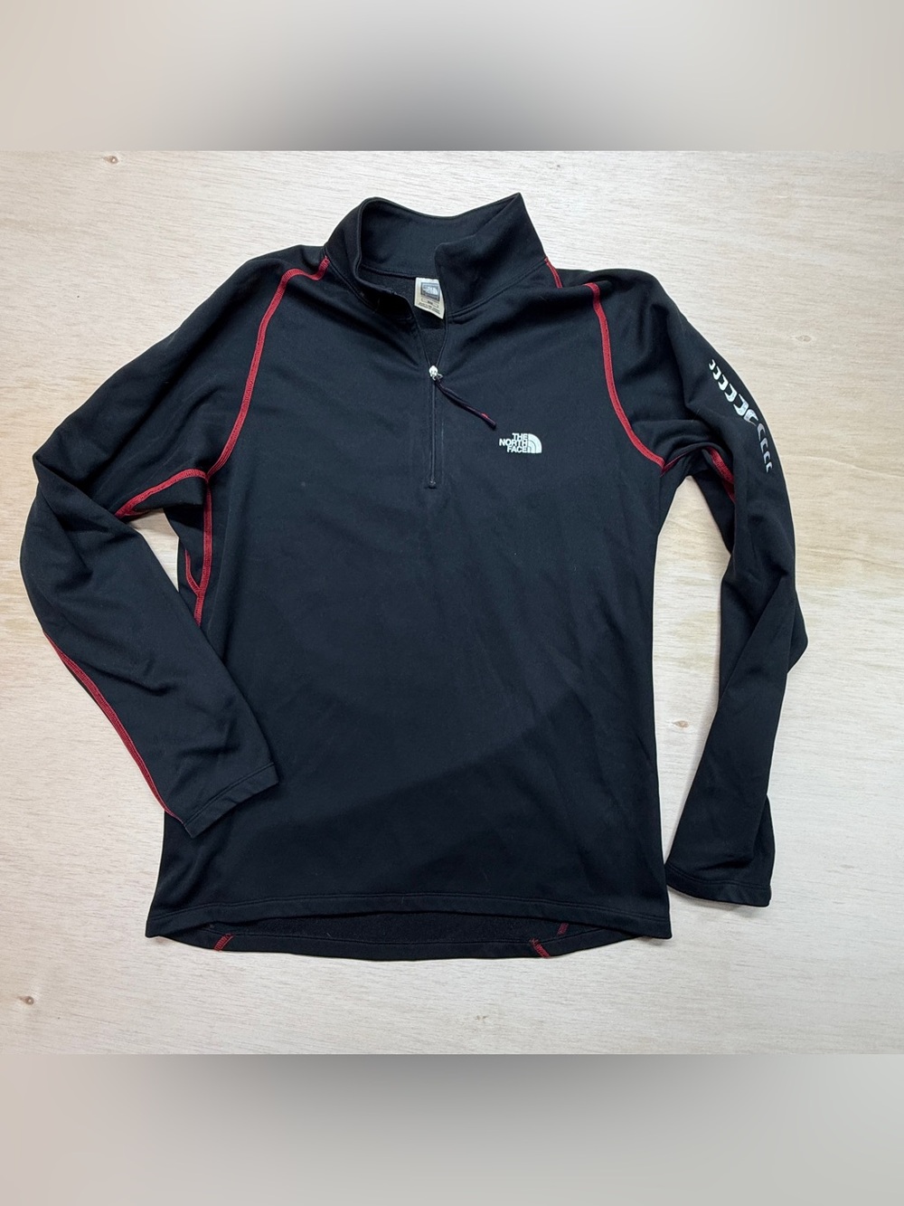 The North Face Mens M Black Red Stitch 1/4 Zip Thermal Base Layer Pullover